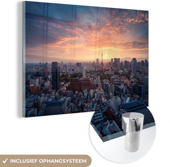 MuchoWow® Glasschilderij - Zonsopkomst in Tokio - Acrylglas Schilderijen - Foto op Glas