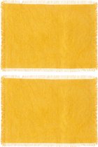Secret de Gourmet placemats Kenya - 6x - geel - 45 x 30 cm - katoen - met franjes
