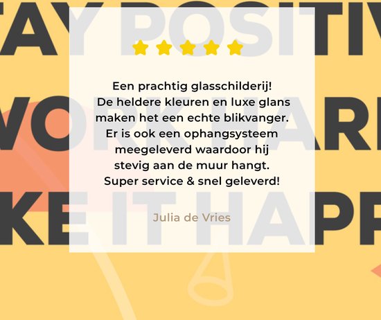 MuchoWow® Peinture sur verre 160x120 cm - Peinture sur verre acrylique - 'Restez positif, travaillez dur, réalisez-le' - Citations - Dictons - Photo sur verre - Peintures