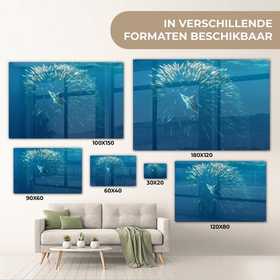 Peinture sur Verre - Espadon - Blauw - Water - 60x40 cm - Peintures sur Verre Peintures - Photo sur Glas
