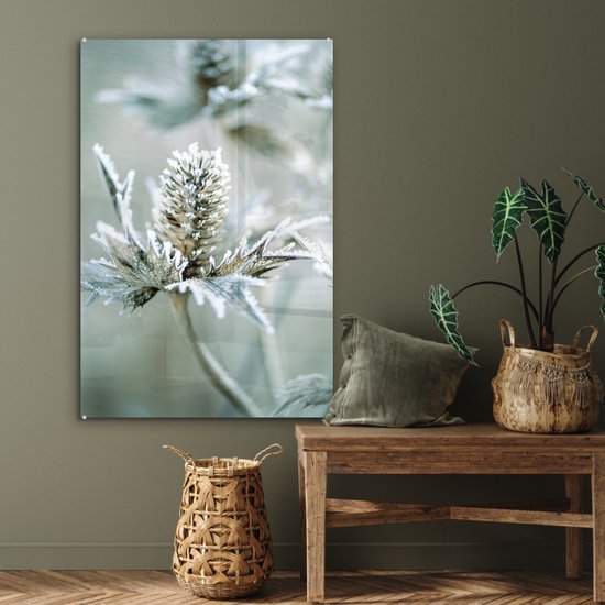 MuchoWow® Peinture sur verre 80x120 cm - Peinture sur verre acrylique - Bloem - Vert - Glace - Photo sur verre - Peintures