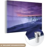 MuchoWow® Glasschilderij 90x60 cm - Schilderij acrylglas - Waterval - Amerika - Niagara Falls - Foto op glas - Schilderijen