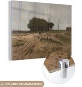 MuchoWow® Glasschilderij 80x60 cm - Schilderij acrylglas - Heide bij Laren - Schilderij van Anton Mauve - Foto op glas - Schilderijen