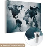 Peinture sur Verre - Carte du Wereldkaart - Abstrait - Aquarelle - 90x60 cm - Peintures sur Verre Peintures - Photo sur Glas