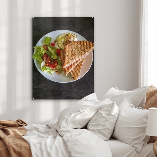 MuchoWow® Tableau sur Verre - Plats - Sandwich - Légumes - 60x80 cm - Peintures sur Verre Acrylique - Photo sur Glas