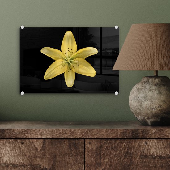 Peinture sur Verre - Lys - Bloem - Jaune - 30x20 cm - Peintures sur Verre Peintures - Photo sur Glas