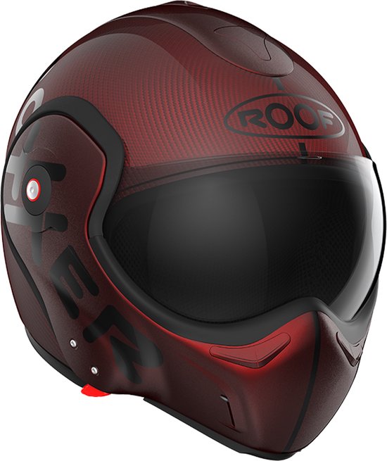ROOF - RO9 BOXXER CARBON MONO ROOD - ECE goedkeuring - Maat XL - Systeemhelmen - Scooter helm - Motorhelm - Rood - ECE 22.05 goedgekeurd