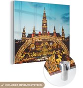 MuchoWow® Glasschilderij 90x90 cm - Schilderij acrylglas - Kerst - Wenen - Oostenrijk - Foto op glas - Schilderijen