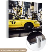 MuchoWow® Glasschilderij 20x20 cm - Schilderij acrylglas - New York - Geel - Taxi - Foto op glas - Schilderijen