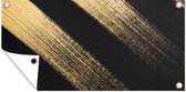 Schuttingposter Gouden verfstrepen op een zwarte achtergrond - 200x100 cm - Tuindoek