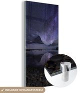 MuchoWow® Glasschilderij 40x80 cm - Schilderij acrylglas - Nationaal park Fiordland in Nieuw-Zeeland bij nacht - Foto op glas - Schilderijen