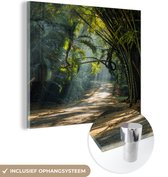 MuchoWow® Glasschilderij 90x90 cm - Schilderij acrylglas - Rijen bamboe in Azie - Foto op glas - Schilderijen