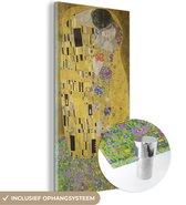 MuchoWow® Glasschilderij 40x80 cm - Schilderij acrylglas - De kus - Gustav Klimt - Foto op glas - Schilderijen