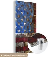 MuchoWow® Glasschilderij 60x120 cm - Schilderij acrylglas - Verroeste vlag van de Verenigde Staten - Foto op glas - Schilderijen