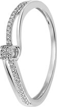 14 Karaat witgouden ring met 25 diamanten 0,05ct