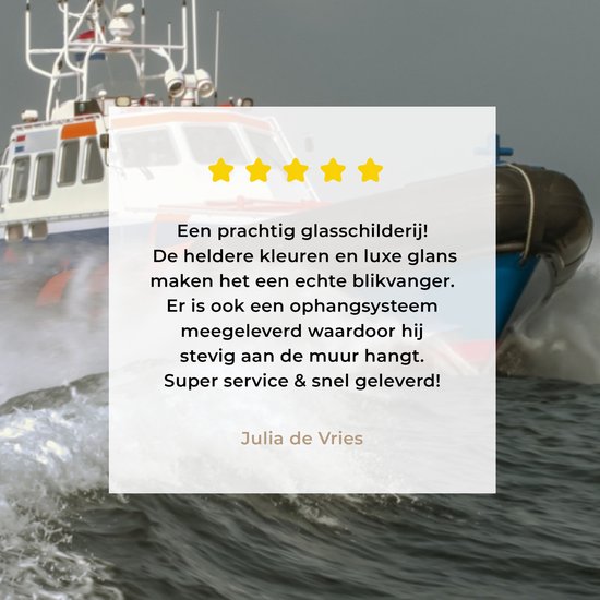 MuchoWow® Peinture sur verre - Un canot de sauvetage en mer - 150x100 cm - Peintures sur verre acrylique - Photo sur Glas