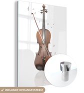 MuchoWow® Peinture sur Verre - Une Illustration de Notes de Musique Autour d'un Violon - 90x120 cm - Peintures sur Verre Acrylique - Photo sur Glas