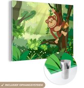 MuchoWow® Glasschilderij 80x60 cm - Schilderij acrylglas - Aap - Jungle - Jongens - Meisjes - Bloemen - Kids - Foto op glas - Schilderijen