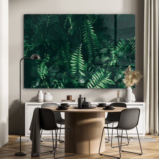 MuchoWow® Peinture sur Verre - Feuilles - Jungle - Nature - Tropical - Plantes - 150x100 cm - Peintures sur Verre Acrylique - Photo sur Glas