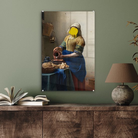 MuchoWow® Peinture sur verre 40x60 cm - Peinture sur verre acrylique - Melkmeisje - Johannes Vermeer - Peinture - Photo sur verre - Peintures