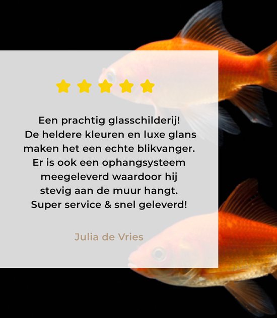 MuchoWow® Peinture sur verre 40x20 cm - Peinture sur verre acrylique - Poisson rouge - Animaux - Zwart - Photo sur verre - Peintures