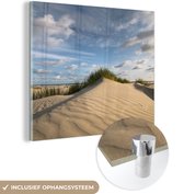 MuchoWow® Glasschilderij 90x90 cm - Schilderij acrylglas - Strand - Zand - Nederland - Foto op glas - Schilderijen