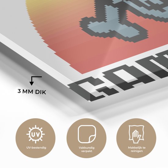 MuchoWow® Peinture sur Verre - Gamer - Rétro - Game over - Illustration - 30x20 cm - Peintures sur Verre Acrylique - Photo sur Glas