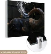 MuchoWow® Peinture sur verre 120x90 cm - Peinture sur verre acrylique - Éléphant - Water - Tronc - Animaux - Nature - Photo sur verre - Peintures