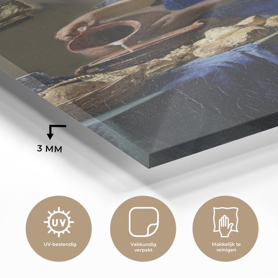 MuchoWow® Peinture sur Verre - La Laitière - Johannes Vermeer - 20x40 cm - Peintures sur Verre Acrylique - Photo sur Glas