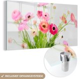 MuchoWow® Glasschilderij 120x60 cm - Schilderij acrylglas - Stilleven - Bloemen - Lente - Foto op glas - Schilderijen