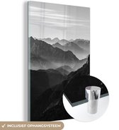 MuchoWow® Glasschilderij 40x60 cm - Schilderij acrylglas - Bergen - Natuur - Mist - Foto op glas - Schilderijen