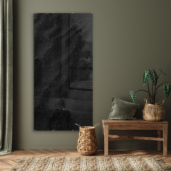 MuchoWow® Peinture sur verre 80x160 cm - Peinture sur verre acrylique - Sable - Zwart - Wit - Plage - Photo sur verre - Peintures