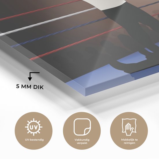 MuchoWow® Peinture sur verre 120x90 cm - Peinture sur verre acrylique - Une illustration de deux hommes d'affaires boxant - Photo sur verre - Peintures