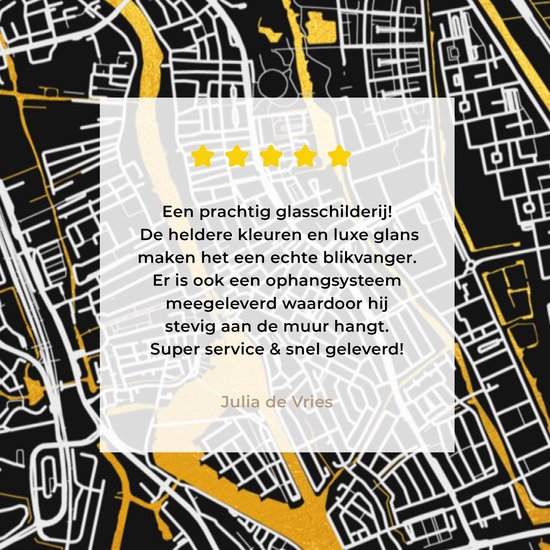 MuchoWow® Peinture sur verre 60x90 cm - Peinture acrylique sur verre - Plan - Zaandam - Or - Zwart - Photo sur verre - Peintures - Plan de ville