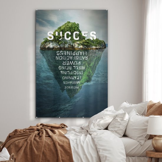 ® Glasschilderij 100x150 cm - Schilderij acrylglas - Landschap - Quote - Succes - Foto op glas - Muurdecoratie woonkamer - Wanddecoratie slaapkamer - Schilderijen