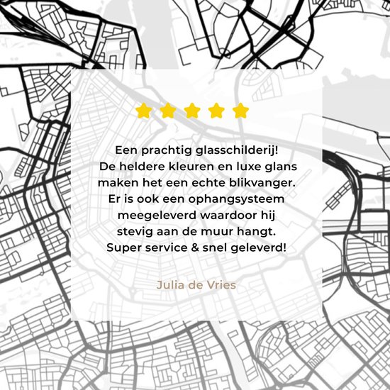 MuchoWow® Peinture sur Verre - Carte - Amsterdam - Zwart - Wit - 80x120 cm - Peintures sur Verre Peintures - Photo sur Glas