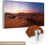 Panorama du désert du Sahara au Maroc lors d'un lever de soleil Plexiglas 160x80 cm - Tirage photo sur Glas (décoration murale plexiglas)