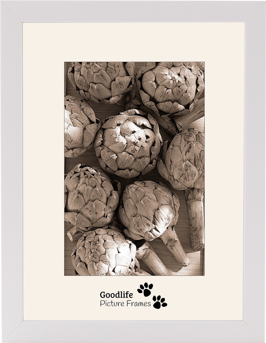 Houten Fotolijst Anitra Wit - 30x60 - Helder glas - 18 mm breed profiel - Goodlife Picture Frames