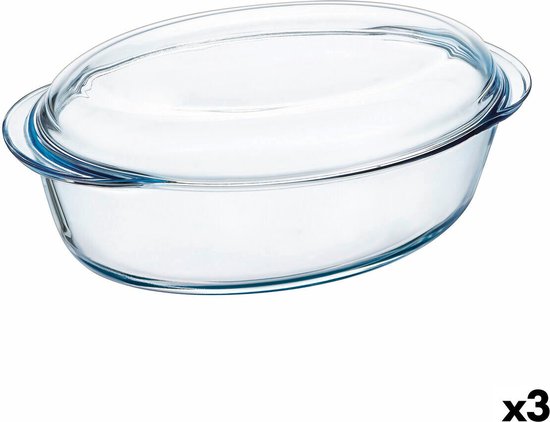 Pyrex Plat à four ovale en verre avec couvercle - Cook & Store