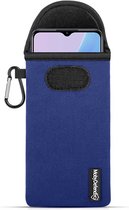 Hoesje voor Oppo A78 (5G) - MobyDefend Neopreen Pouch Met Karabijnhaak - Insteekhoesje - Riemlus Hoesje - Blauw - GSM Hoesje - Telefoonhoesje Geschikt Voor Oppo A78