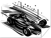 Une illustration en noir et blanc d'un poster de Formule 1 160x120 cm - Tirage photo sur Poster (décoration murale salon / chambre) XXL / Groot format!