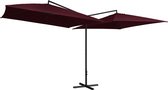 vidaXL Parasol dubbel met stalen paal 250x250 cm bordeauxrood