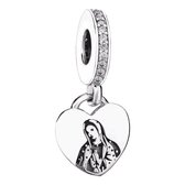 Tracelet - Zilveren bedels - Bedel Hart Maria | 925 Sterling Zilver - Pandora compatible - 925 Zilver Certificaat - Valentijn