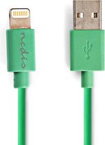 Nedis USB-Kabel | USB 2.0 | Apple Lightning 8-Pins | USB-A Male | 480 Mbps | Vernikkeld | 1.00 m | Rond | PVC | Groen | Polybag