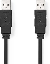 USB-Kabel | USB 2.0 | USB-A Male | USB-A Male | 480 Mbps | Vernikkeld | 1.00 m | Plat | PVC | Zwart | Polybag