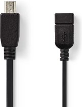 USB-Adapter | USB 2.0 | Mini 5-Pin Male | USB-A Female | 480 Mbps | OTG | 0.20 m | Plat | Vernikkeld | PVC | Zwart | Polybag