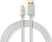 Nedis USB-Kabel | USB 2.0 | USB-A Male | USB-C™ Male | 480 Mbps | Verguld | 2.00 m | Rond | Gebreid / Nylon | Aluminium | Cover Window Box