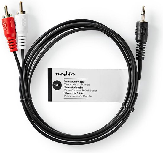 Stereo-Audiokabel | 3,5 mm Male | 2x RCA Male | Vernikkeld | 1.00 m