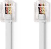 Nedis Telecomkabel | RJ11 Male | RJ11 Male | 5.00 m | Design kabel: Plat | Kabeltype: RJ11 | Transparant / Wit