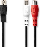 Nedis DIN-Audiokabel | DIN 5-Pins Male | 2x RCA Female | Vernikkeld | 0.20 m | Rond | PVC | Zwart | Polybag